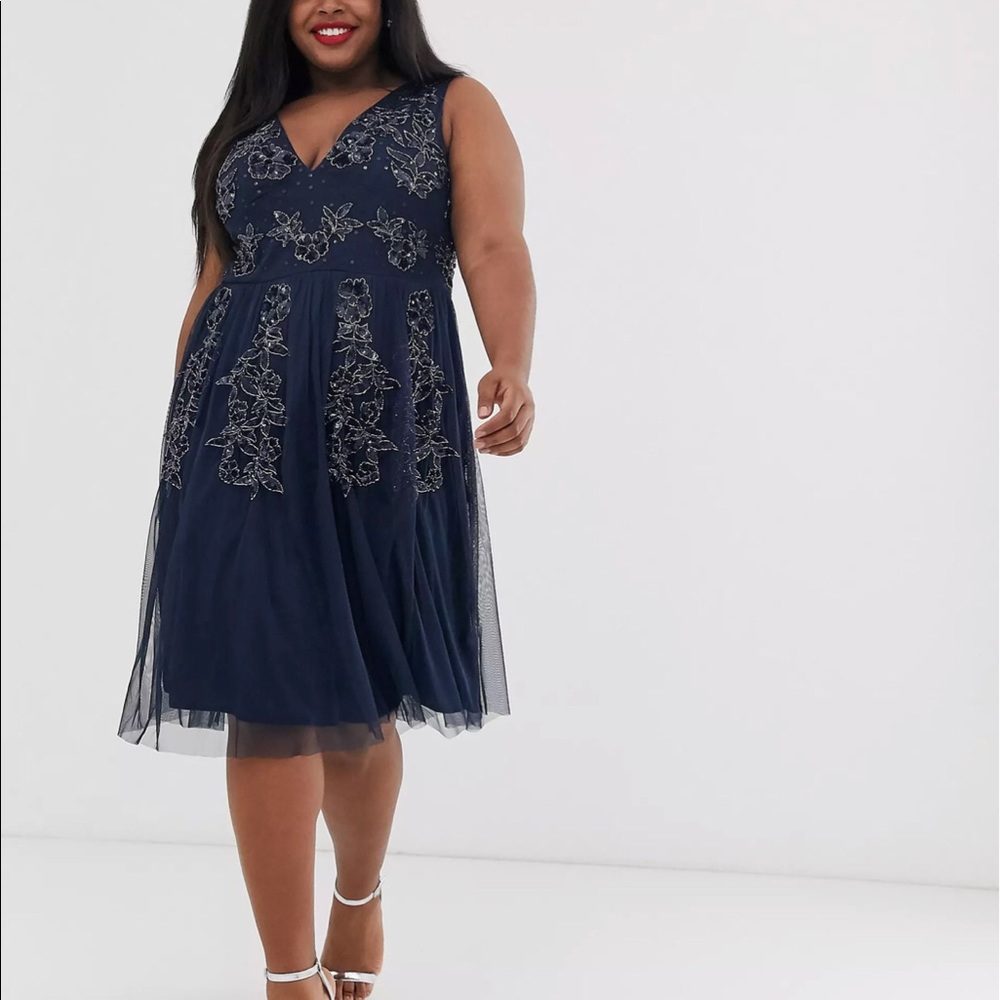 Maya Deluxe Plunge Panelled Embellished dress